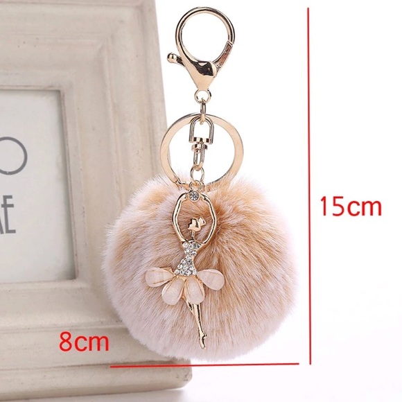 Faux Rabbit Fur Keychain - Picture 2 of 7